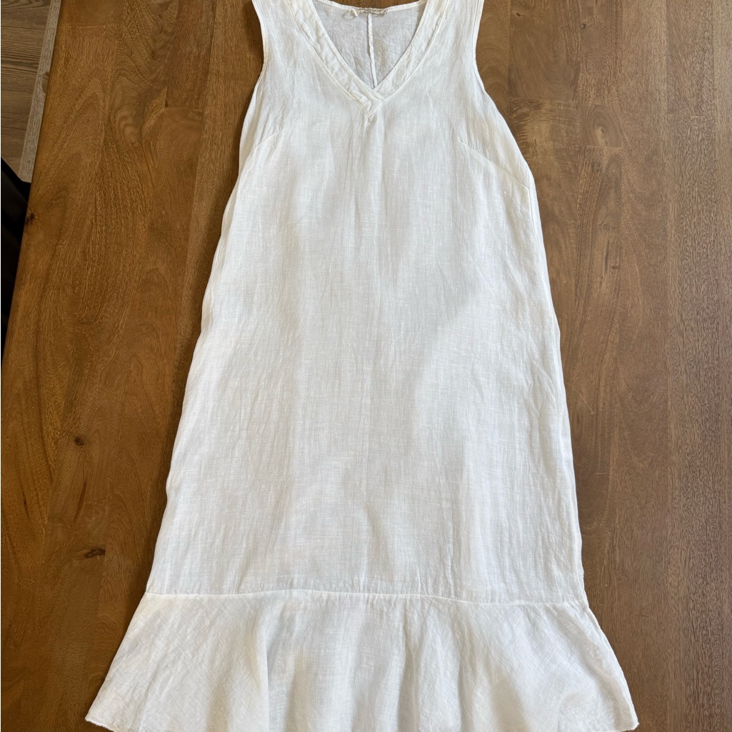 100% Linen White Dress - Made In Italy